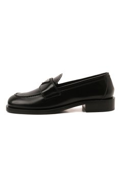 Женские кожаные лоферы  PRADA черного цвета, арт. 1D238M-055-F0002-020 | Фото 4 (Каблук высота: Низкий; Подошва: Плоская)