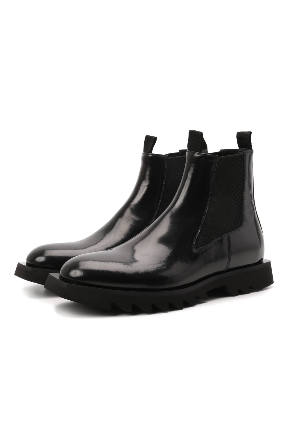 Мужские кожаные челси ATTIMONELLI'S черного цвета, арт. AA642 | Фото 1 (Материал внутренний: Натуральная кожа; Материал утеплителя: Без утеплителя; Подошва: Плоская; Мужское Кросс-КТ: Сапоги-обувь, Челси-обувь)
