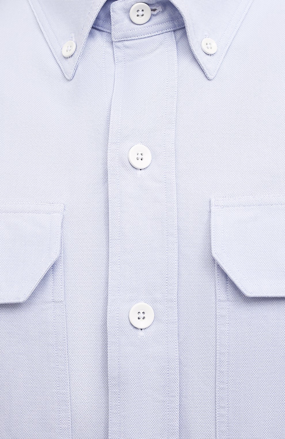 Мужская хлопковая рубашка TOM FORD голубого цвета, арт. QFT092/94UDAN | Фото 5 (Манжеты: На пуговицах; Воротник: Button down; Рукава: Длинные; Случай: Повседневный; Длина (для топов): Стандартные; Региональные ограничения белый список (Axapta Mercury): RU; Материал сплава: Проставлено; Материал внешний: Хлопок; Принт: Однотонные; Драгоценные камни: Проставлено; Стили: Кэжуэл)