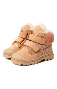 Детские кожаные ботинки WALKEY розового цвета, арт. Y1A5-42862-1667302/20-24 | Фото 1 (Материал утеплителя: Натуральный мех; Материал сплава: Проставлено; Нос: Не проставлено)