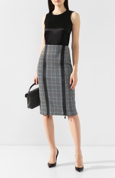Женская юбка из смеси хлопка и шерсти GIORGIO ARMANI серого цвета, арт. 3GAN86/AJXDZ | Фото 2 (Материал внешний: Шерсть, Хлопок; Женское Кросс-КТ: Юбка-одежда; Материал сплава: Проставлено, Проверено; Длина Ж (юбки, платья, шорты): Миди; Статус проверки: Проверено, Проверена категория; Драгоценные камни: Проставлено)