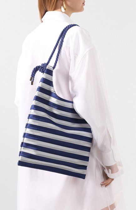 Женский сумка-шопер GIORGIO ARMANI синего цвета, арт. Y1D151/YFQ1A | Фото 2 (Размер: large; Материал: Текстиль; Сумки-технические: Сумки-шопперы; Региональные ограничения белый список (Axapta Mercury): RU)