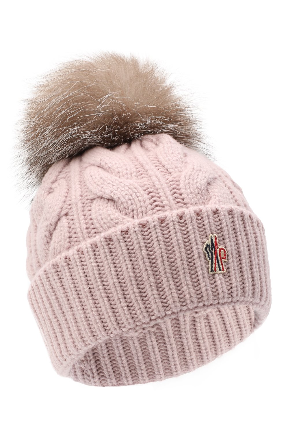 Женская шерстяная шапка MONCLER розового цвета, арт. F2-098-3B702-01-A0069 | Фото 1 (Материал: Текстиль, Кашемир, Шерсть)