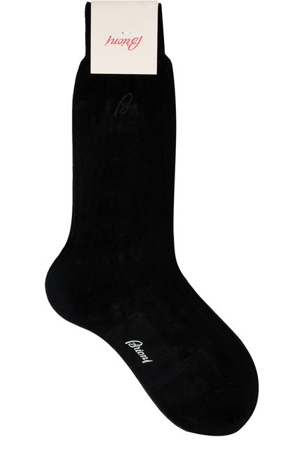 Мужские носки из хлопка и шелка BRIONI черного цвета, арт. 0VMC00/P3Z25 | Фото 1 (Материал внешний: Хлопок; Кросс-КТ: бельё; Материал сплава: Проверено, Проставлено; Нос: Не проставлено)