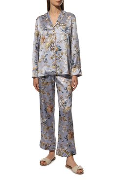 Женская шелковая пижама OLIVIA VON HALLE голубого цвета, арт. PS2205 | Фото 2 (Материал внешний: Шелк; Материал сплава: Проставлено; Нос: Не проставлено)