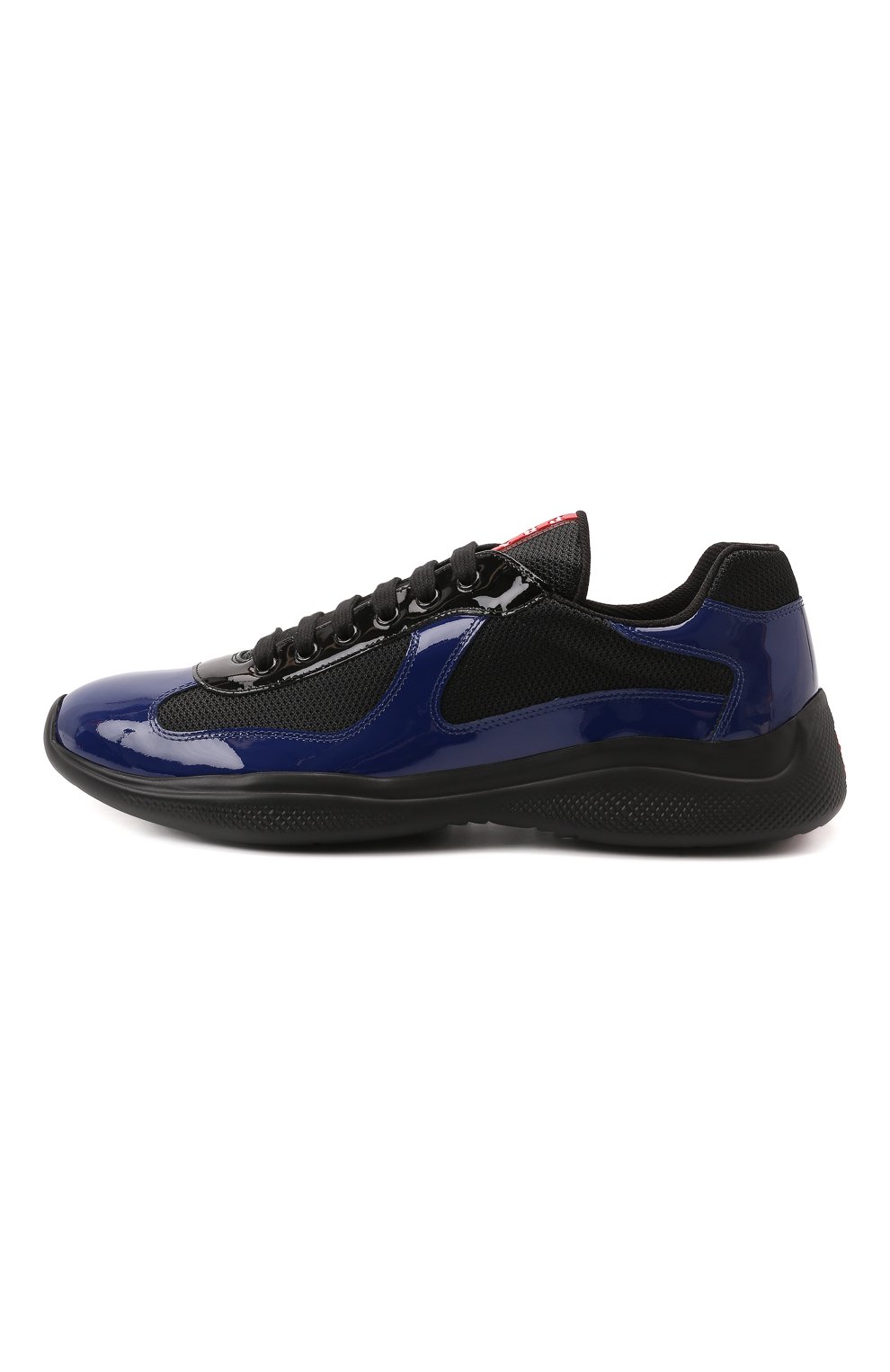 Мужские комбинированные кроссовки PRADA синего цвета, арт. 4E3400-3LGP-F017C | Фото 4 (Стили: Классический; Материал утеплителя: Без утеплителя; Подошва: Массивная)