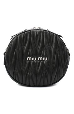 Женская сумка MIU MIU черного цвета, арт. 5BH191-2CE3-F0002-NOY | Фото 1 (Сумки-технические: Сумки через плечо; Материал: Натуральная кожа; Размер: mini; Ремень/цепочка: На ремешке)