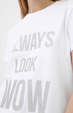 Женская хлопковая футболка SEVEN LAB белого цвета, арт. T20-ALW G021 white | Фото 5 (Рукава: Короткие; Длина (для топов): Стандартные; Принт: С принтом; Материал внешний: Хлопок; Стили: Спорт-шик; Женское Кросс-КТ: Футболка-одежда)