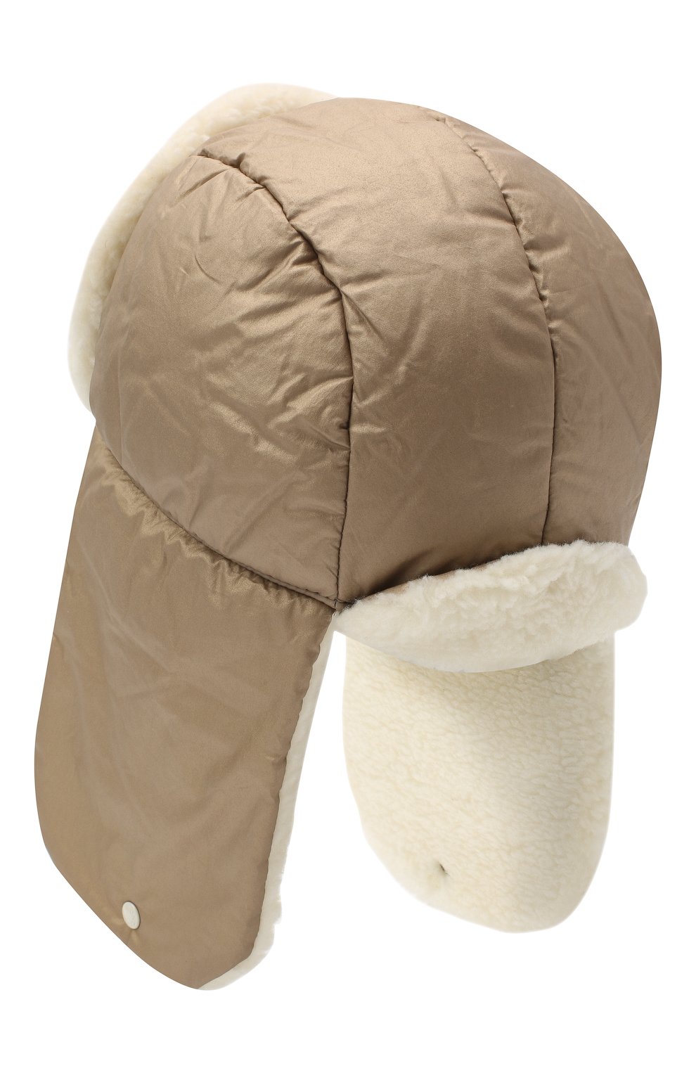 Детского шапка-ушанка MONCLER бежевого цвета, арт. F2-954-3F600-10-54AJK | Фото 2 (Материал: Текстиль, Хлопок; Региональные ограничения белый список (Axapta Mercury): RU)