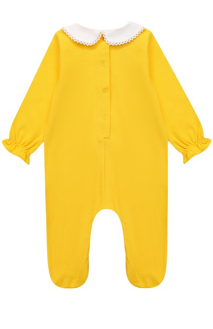 Детский хлопковая пижама с кружевной отделкой GUCCI желтого цвета, арт. 463158/X5N21 | Фото 2 (Статус проверки: Проверена категория)