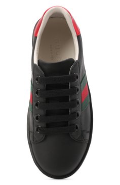 Мужского кожаные кеды GUCCI черного цвета, арт. 433148/CPWE0 | Фото 4 (Мальчики Кросс-КТ: Обувь-низкие; Статус проверки: Проверено, Проверена категория)