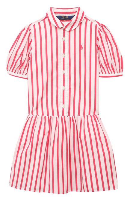 Детское хлопковое платье POLO RALPH LAUREN фуксия цвета, арт. 311862421 | Фото 1 (Материал внешний: Хлопок; Рукава: Короткие; Девочки Кросс-КТ: Платье-одежда; Случай: Повседневный; Ростовка одежда: 2 года | 92 см, 3 года | 98 см, 4 года | 104 см)