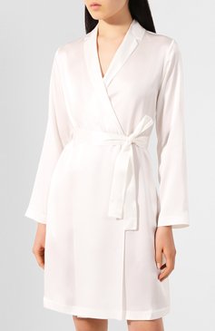 Женский шелковый халат LA PERLA белого цвета, арт. 0020293 | Фото 3 (Материал внешний: Шелк)