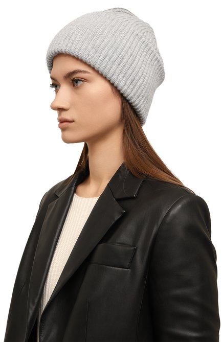 Женская шапка из шерсти и кашемира ADDICTED светло-серого цвета, арт. MK924 | Фото 2 (Материал: Шерсть, Текстиль)