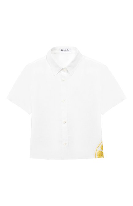 Детское льняная блузка LORO PIANA белого цвета по цене 38850 руб., арт. FAI4824 | Фото 1