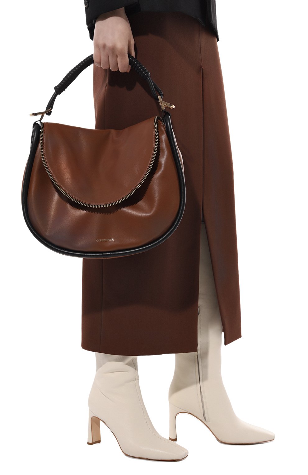 Женская сумка horseback BORBONESE коричневого цвета, арт. 923320 | Фото 2 (Сумки-технические: Сумки top-handle; Размер: medium; Материал: Натуральная кожа; Ремень/цепочка: На ремешке)