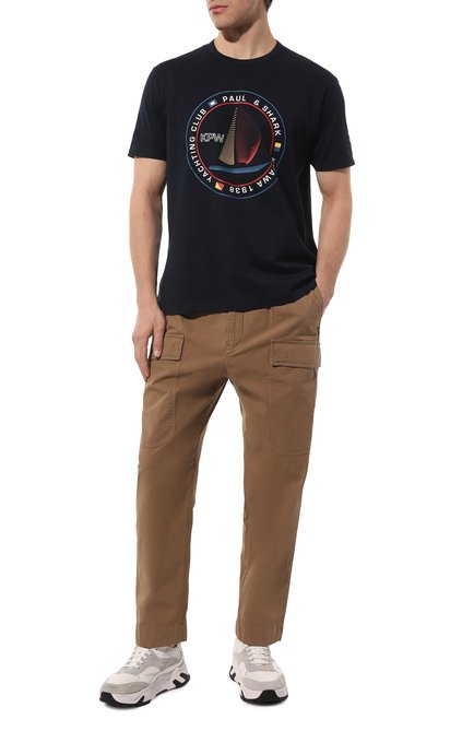 Мужская хлопковая футболка PAUL&SHARK темно-синего цвета, арт. 23411069 | Фото 2 (Рукава: Короткие; Длина (для топов): Стандартные; Материал внешний: Хлопок; Стили: Кэжуэл; Принт: С принтом)