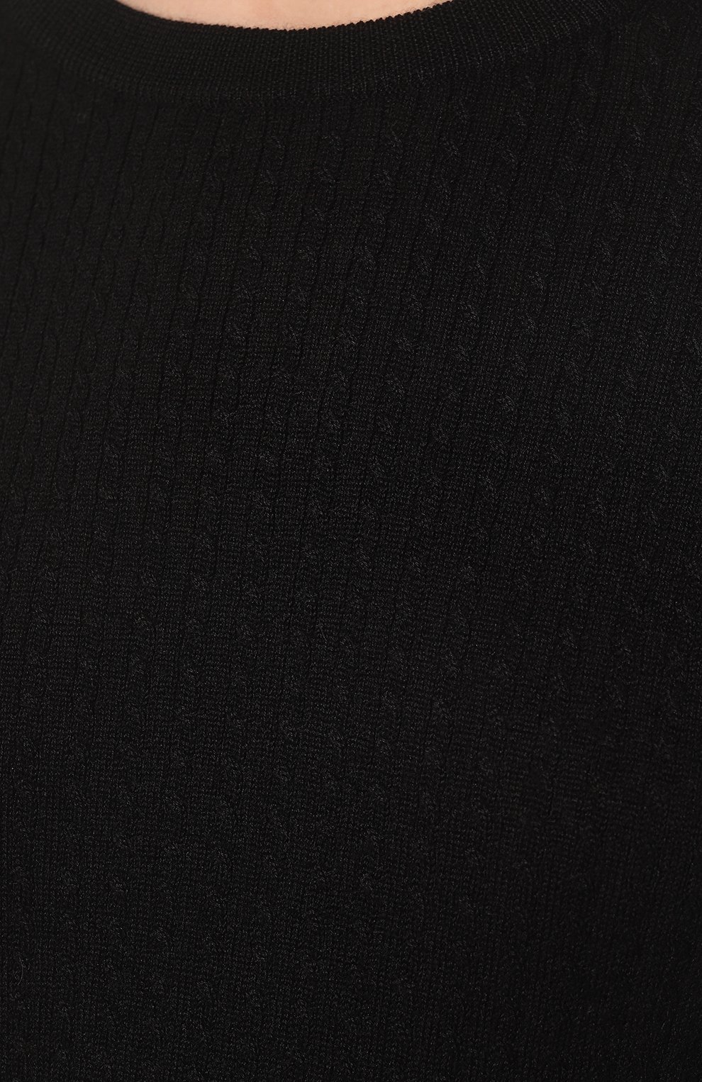 Женский кашемировый пуловер CO черного цвета, арт. 8489BCM | Фото 5 (Материал внешний: Шерсть, Кашемир; Рукава: Короткие; Длина (для топов): Стандартные; Материал сплава: Проставлено; Женское Кросс-КТ: Пуловер-одежда; Драгоценные камни: Проставлено; Стили: Кэжуэл)