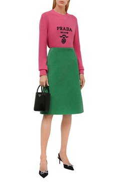 Женский свитер из шерсти и кашемира PRADA розового цвета, арт. P24G1V-1YMW-F0442-211 | Фото 2 (Женское Кросс-КТ: Свитер-одежда; Материал внешний: Шерсть, Кашемир; Рукава: Длинные; Длина (для топов): Стандартные; Стили: Кэжуэл)