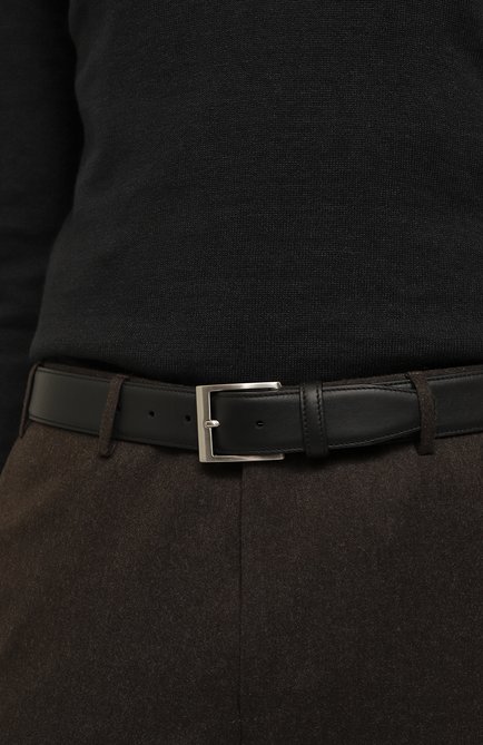 Мужской кожаный ремень CANALI черного цвета, арт. 50C/KA00025 | Фото 2 (Случай: Формальный; Матери ал: Натуральная кожа)