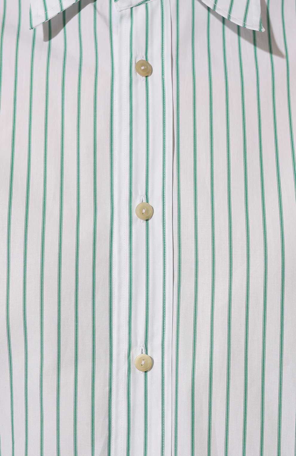 Женская хлопковая рубашка PETAR PETROV зеленого цвета, арт. F23B5 | Фото 5 (Рукава: Длинные; Принт: Полоска, С принтом; Женское Кросс-КТ: Рубашка-одежда; Длина (для топов): Удлиненные; Материал сплава: Проставлено; Материал внешний: Хлопок; Драгоценные камни: Проставлено; Стили: Кэжуэл)