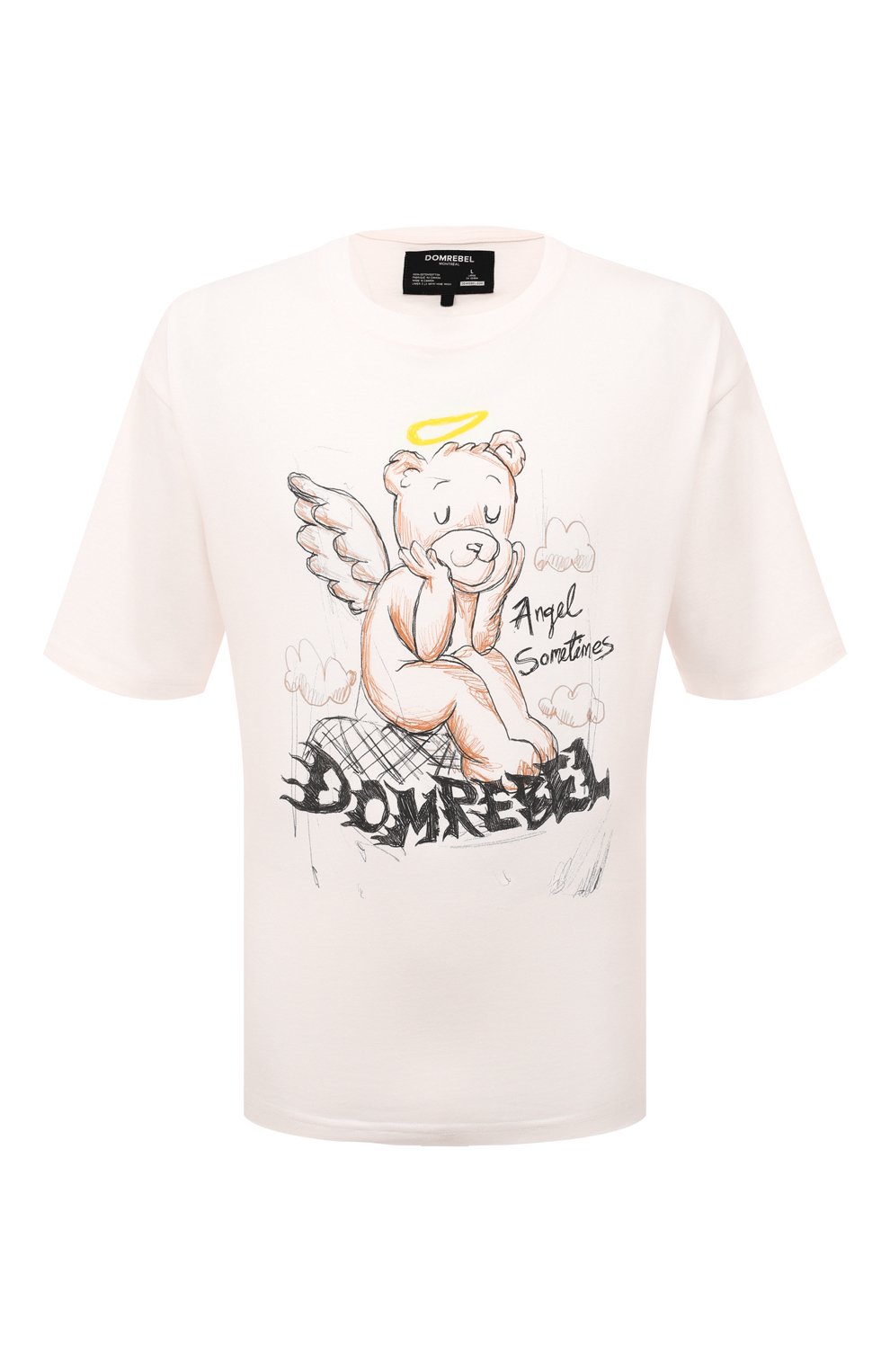 Хлопковая футболка DOMREBEL ANGELBEAR/T-SHIRT, цвет кремовый, размер 52
