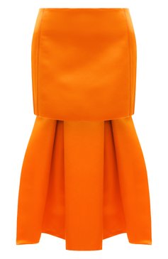 Женская шелковая юбка PRADA оранжевого цвета, арт. P101UG-393-F0049-221 | Фото 1 (Материал внешний: Шелк; Стили: Гламурный; Длина Ж (юбки, платья, шорты): Мини; Женское Кросс-КТ: Юбка-одежда)