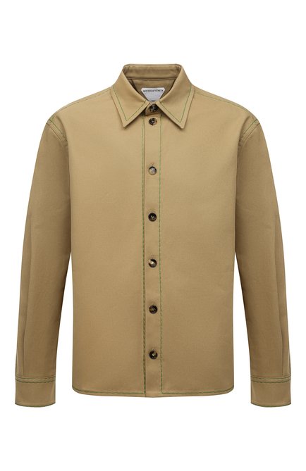 Мужская хлопковая рубашка BOTTEGA VENETA бежевого цвета по цене 103500 руб., арт. 687766/VF4T0 | Фото 1