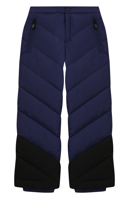 Детские утепленные брюки MONCLER ENFANT синего цвета, арт. D2-954-11028-85-5399E/8-10A | Фото 1 (Материал внешний: Синтетический материал; Кросс-КТ: Утепленный)