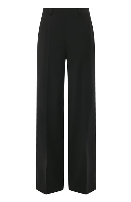 Женские шерстяные брюки NOBLE&BRULEE черного цвета, арт. NB71/210722/6 | Фото 1 (Материал внешний: Шерсть; Длина (брюки, джинсы): Стандартные; Стили: Классический; Силуэт Ж (брюки и джинсы): Широкие; Женское Кросс-КТ: Брюки-одежда; Материал сплава: Проставлено; Драгоценные камни: Проставлено)