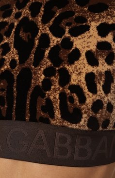 Женский хлопковый топ DOLCE & GABBANA леопардового цвета, арт. F8S62T/FJ7D5 | Фото 5 (Рукава: Длинные; Стили: Гламурный; Материал сплава: Проста влено; Материал внешний: Хлопок; Драгоценные камни: Проставлено; Длина (для топов): Укороченные)
