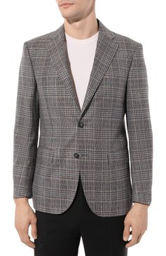 Мужской пиджак из шелка и шерсти CORNELIANI серого цвета, арт. 916008-3116215 | Фото 3 (Материал внешний: Шелк; Рукава: Длинные; Случай: Повседневный; Длина (для топов): Стандартные; Материал сплава: Проставлено; 1-2-бортные: Однобортные; Драгоценные камни: Проставлено; Пиджаки М: Приталенный; Материал подклада: Купро; Стили: Кэжуэл)