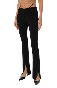 Женские брюки DSQUARED2 черного цвета, арт. S80KA0030/S60567 | Фото 3 (Длина (брюки, джинсы): Удлиненные; Стили: Гламурный; Женское Кросс-КТ: Брюки-одежда; Материал внешний: Синтетический материал; Материал сплава: Проставлено; Силуэт Ж (брюки и джинсы): Расклешенные; Драгоценные камни: Проставлено)