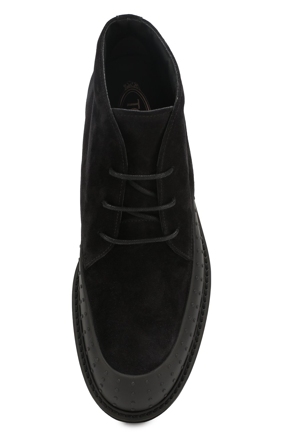 Мужские замшевые ботинки TOD’S черного цвета, арт. XXM05C0CD60RE0 | Фото 5 (Мужское Кросс-КТ: Ботинки-обувь; Материал внутренний: Натуральная кожа; Материал утеплителя: Без утеплителя; Подошва: Плоская; Материал внешний: Замша; Статус проверки: Проверена категория; Длина стельки: 29, 29,4, 29,8, 24,8, 25,7, 26,1, 26,5, 26,9, 27,4, 27,8, 28,2, 28,6)