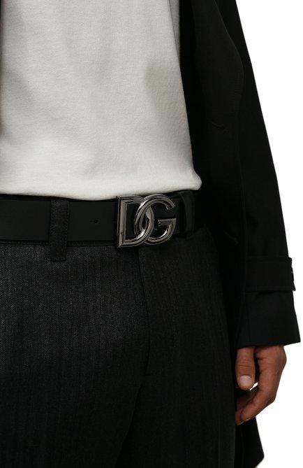 Мужской кожаный ремень DOLCE & GABBANA черного цвета, арт. BC4646/AX622 | Фото 2 (Случай: Повседнев�ный; Материал: Натуральная кожа)