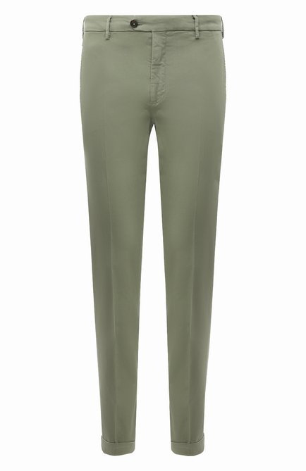 Мужские хлопковые брюки COLOMBO светло-зеленого цвета, арт. PA00449/RETT/A00886 | Фото 1 (Длина (брюки, джинсы): Стандартные; Материал внешний: Хлопок; Силуэт М (брюки): Чиносы; Случай: Повседневный; Стили: Кэжуэл)