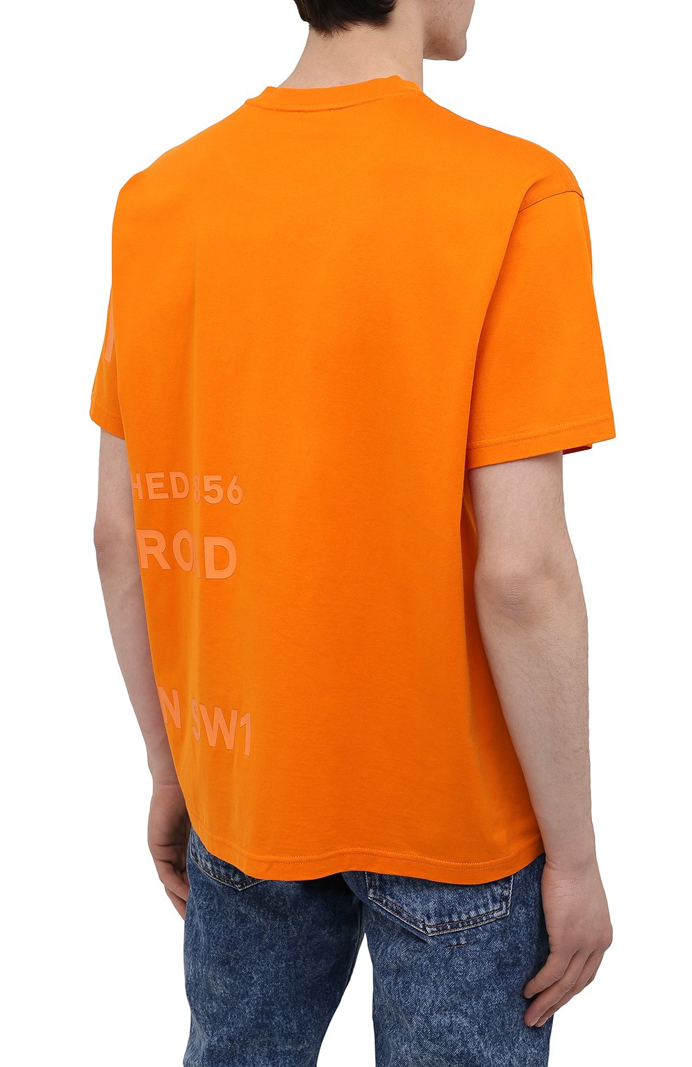 Мужская хлопковая футболка BURBERRY оранжевого цвета, арт. 8040692 | Фото 4 (Рукава: Короткие; Длина (для топов): Стандартные; Принт: С принтом; Материал внешний: Хлопок; Стили: Кэжуэл)
