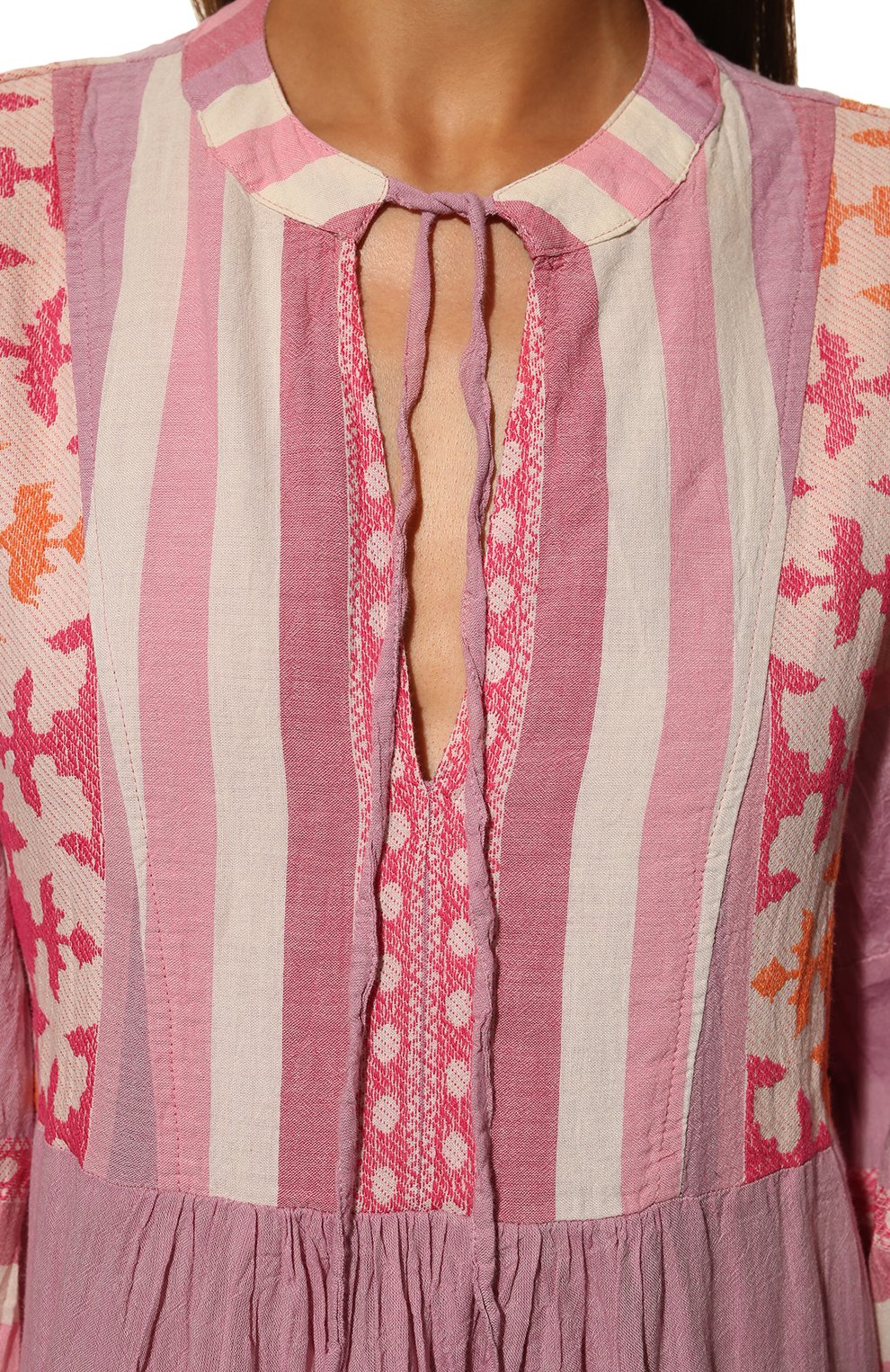 Женское хлопковое платье PEARL&CAVIAR розового цвета, арт. S22P1177 | Фото 5 (Рукава: Длинные; Случай: Повседневный; Материал внешний: Хлопок; Длина Ж (юбки, платья, шорты): Миди; Стили: Романтичный; Женское Кросс-КТ: Платье-одежда)
