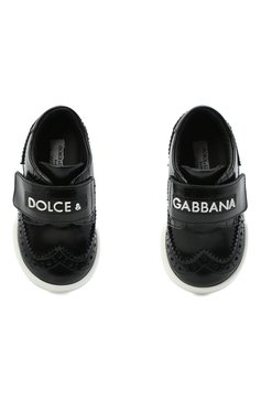 Детские кожаные дерби с застежкой велькро и брогированием DOLCE & GABBANA черно-белого цвета, арт. DN0127/A1428 | Фото 4 (Мальчики Кросс-КТ: дерби; Материал внутренний: Натуральная кожа; Региональные ограничения белый список (Axapta Mercury): RU; Кросс-КТ: велькро; Мальчики-школьная форма: Классическая обувь; ширина носка стельки: 5,5, 5,6, 5,7, 5,8, 5,9, 6; Длина стельки: 12,1, 12,7, 13,4, 14,1, 14,7, 15,4, 16,1; толщина подошвы: 1,8)