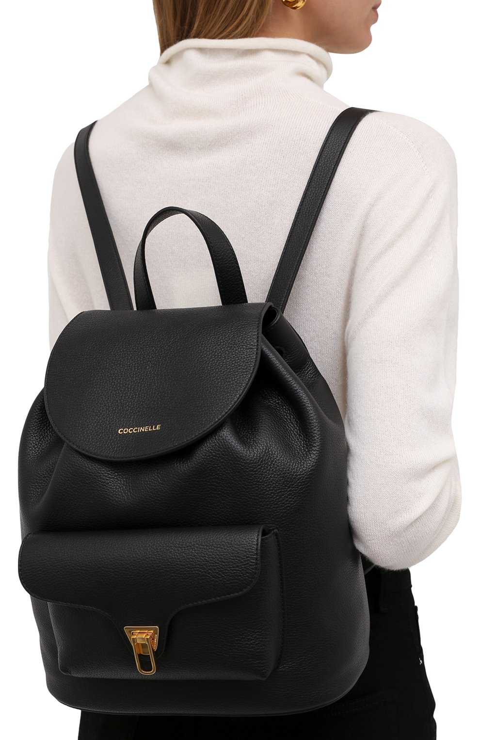 Женский рюкзак beat soft COCCINELLE черного цвета, арт. E1 IF6 14 01 01 | Фото 2 (Размер: medium; Материал: Натуральная кожа; Стили: Кэжуэл)