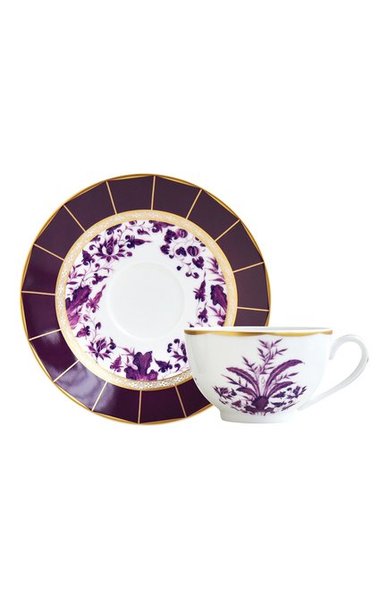 Чайная чашка с блюдцем prunus  BERNARDAUD фиолетового цвета, арт. 1831/3095 | Фото 1 (Статус проверки: Проверена категория; Ограничения доставки: fragile-2)