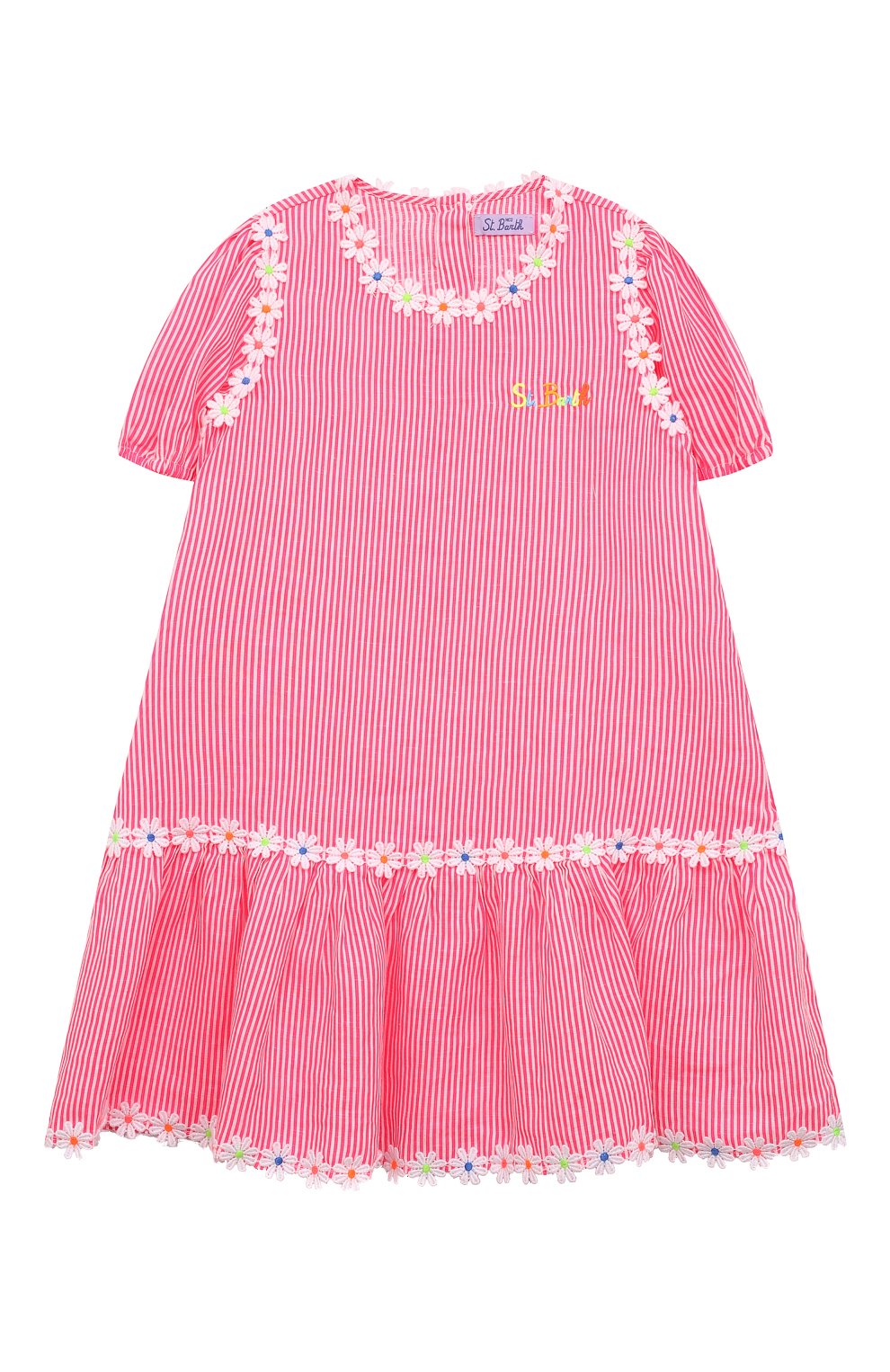 Детское хлопковое платье MC2 SAINT BARTH розового цвета, арт. STBK/DRESSY/04075D | Фото 1 (Рукава: Короткие; Случай: Повседневный; Материал сплава: Проставлено; Материал внешний: Хлопок; Девочки Кросс-КТ: Платье-одежда; Драгоценные камни: Простав лено)