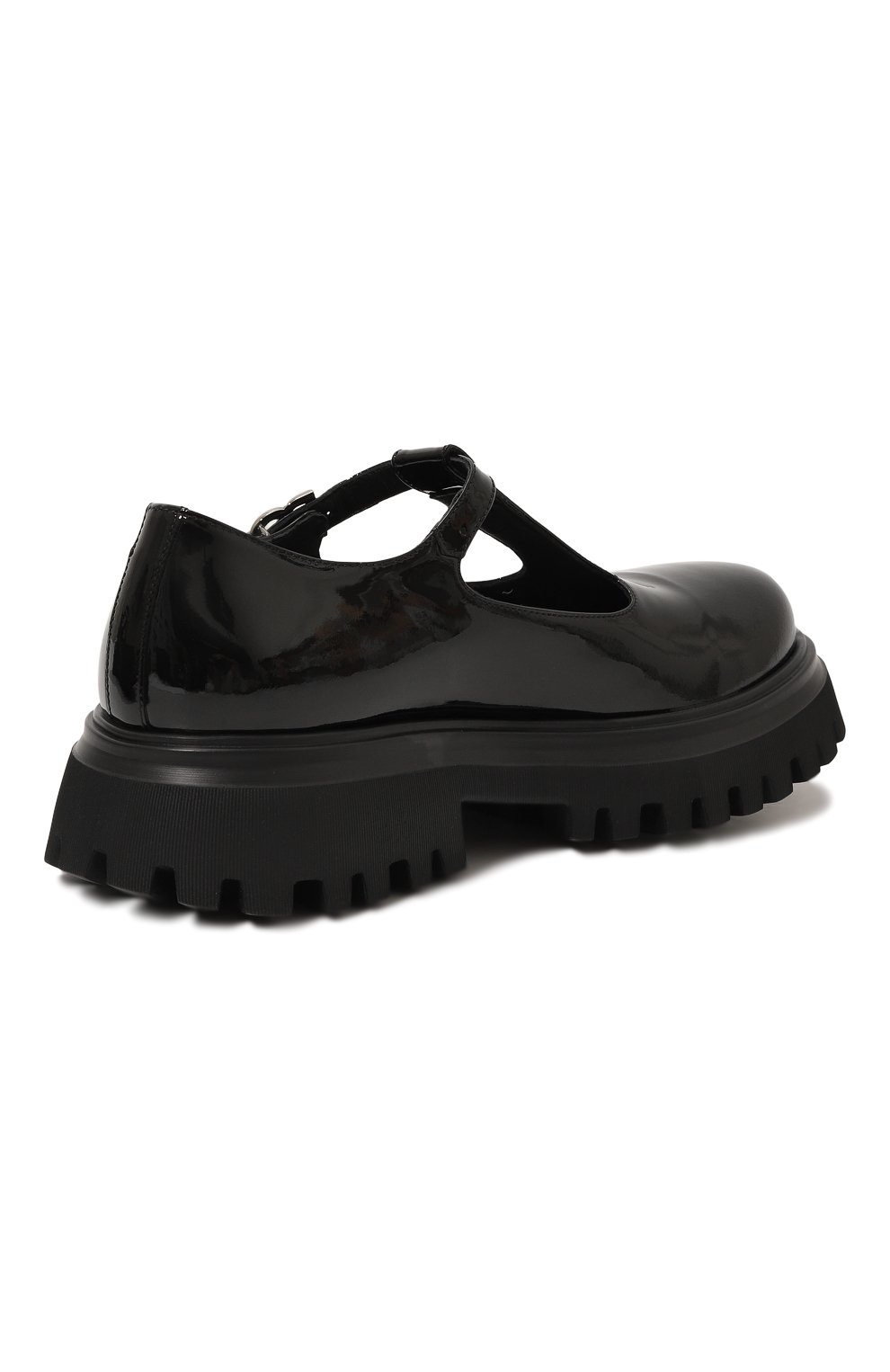 Детские кожаные туфли DOLCE & GABBANA черного цвета, арт. D11169/A1344/29-36 | Фото 3 (Материал внутренний: Натуральная кожа; Материал сплава: Проставлено; Нос: Не проставлено)