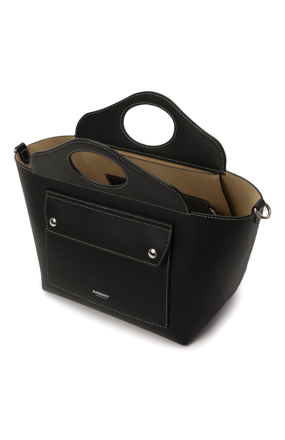 Женская сумка pocket cabas BURBERRY черного цвета, арт. 8040123 | Фото 5 (Сумки-технические: Сумки через плечо, Сумки top-handle; Материал: Натуральная кожа; Размер: small)