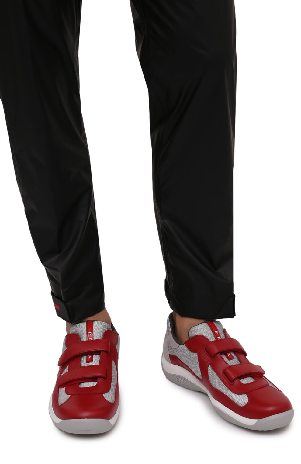 Мужские комбинированные кросс овки america’s cup original PRADA красного цвета, арт. 4P0723-5RU-F0011-ZFT0 | Фото 3 (Стили: Классический; Материал утеплителя: Без утеплителя; Подошва: Массивная)