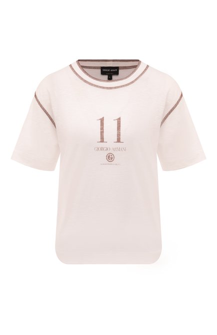 Женская хлопковая футболка GIORGIO ARMANI кремвого цвета по цене 42350 руб., арт. 6RAM82/AJCIZ | Фото 1