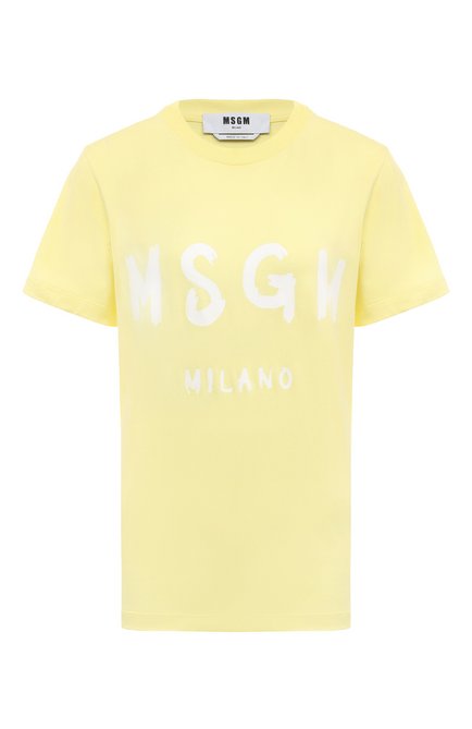 Женская хлопковая футболка MSGM желтого цвета по цене 12550 руб., арт. 3642MDM510/247002 | Фото 1