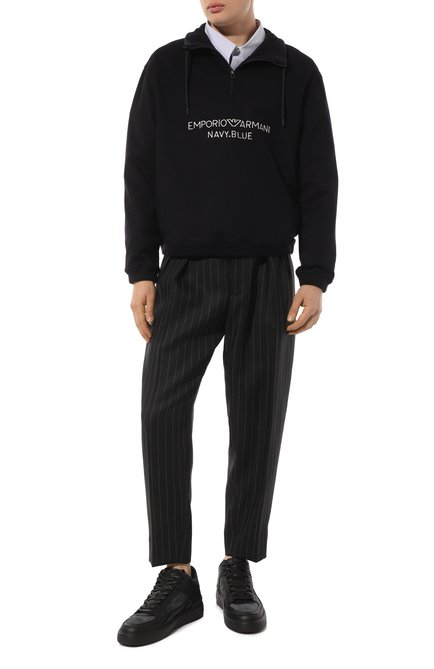 Мужские шерстяные брюки DOLCE & GABBANA черного цвета, арт. GYDCHT/FR2Z9 | Фото 2 (Драгоценные камни: Проставлено; Длина (брюки, джинсы): Укороченные; Материал сплава: Проставлено; Материал внешний: Шерсть)