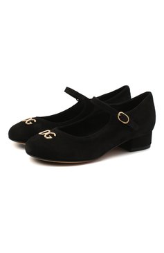 Детские замшевые туфли DOLCE & GABBANA черного цвета, арт. D10537/AC370/29-36 | Фото 1 (Материал внутренний: Натуральная кожа; Региональные ограничения белый список (Axapta Mercury): RU; Девочки-школьная форма: Классическая обувь; Длина стельки: 18,1, 18,7, 19,4, 20,1, 20,7, 21,4, 22,1, 22,7)