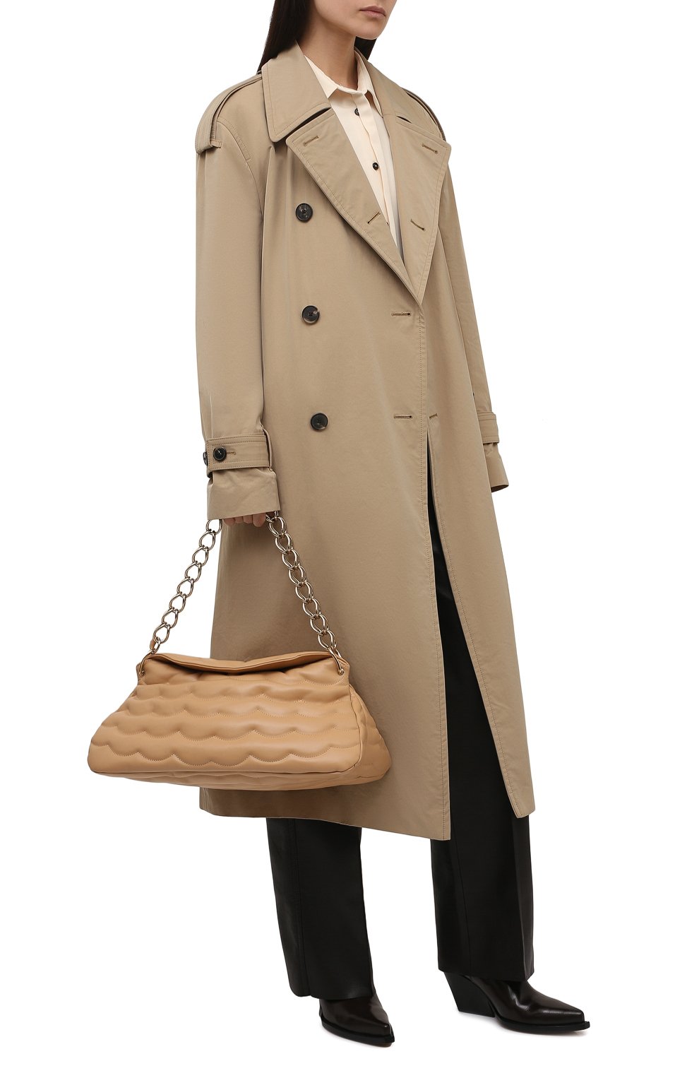Женская сумка juana CHLOÉ бежевого цвета, арт. CHC21WS275F55 | Фото 3 (Сумки-технические: Сумки top-handle; Материал: Натуральная кожа; Размер: large)